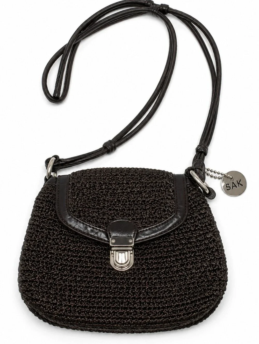 THE SAC Crochet shoulder bag with sequin embellishment.